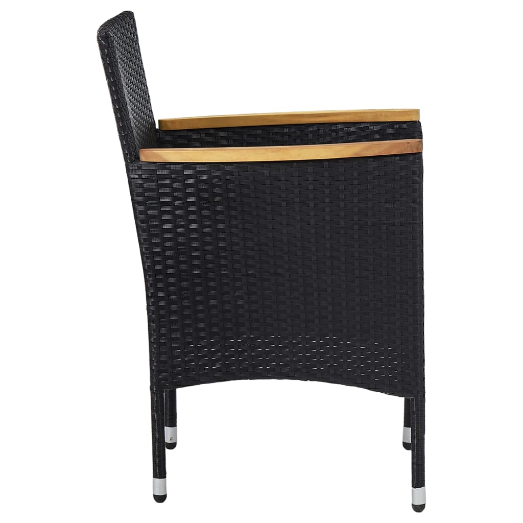 vidaXL Patio Dining Chairs 2 pcs Poly Rattan Black-3