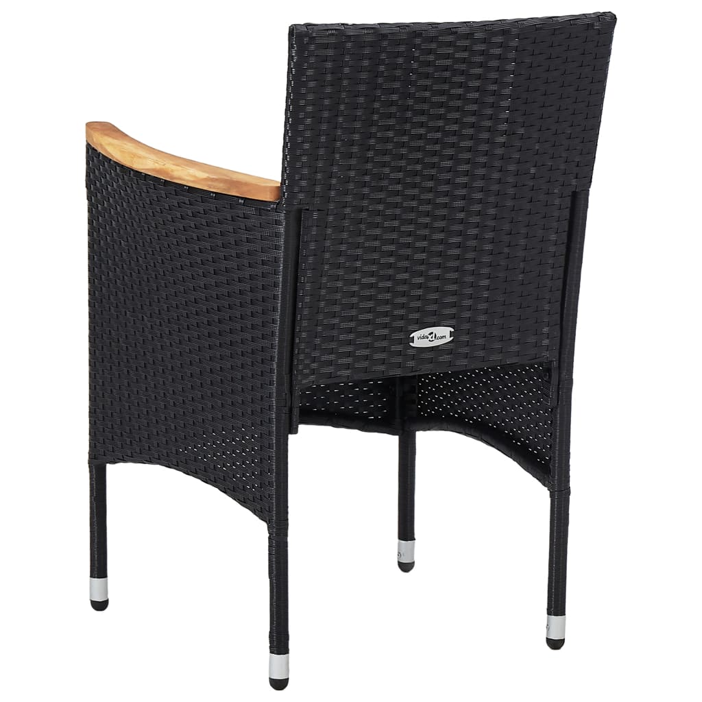 vidaXL Patio Dining Chairs 2 pcs Poly Rattan Black-4