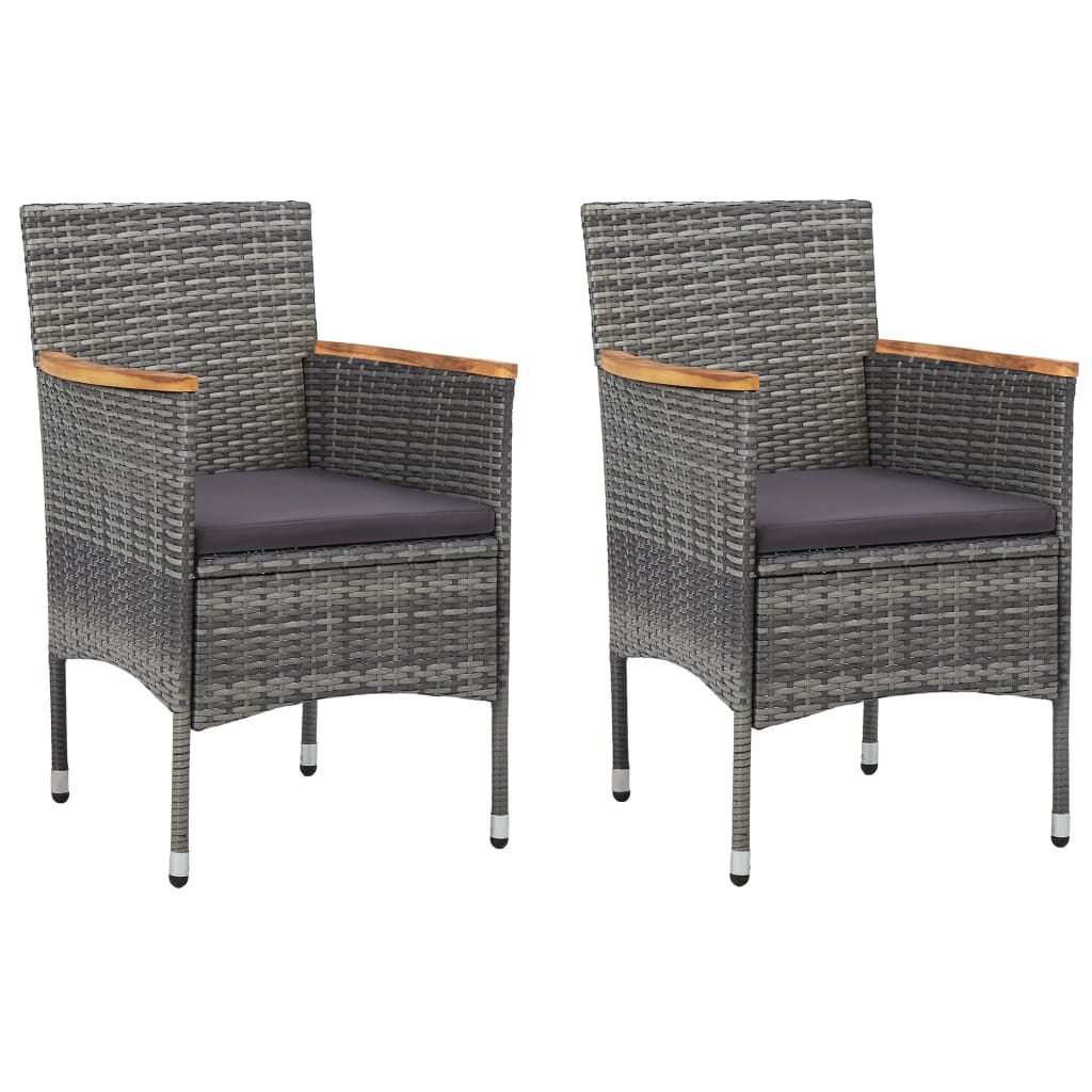 vidaXL Patio Dining Chairs 2 pcs Poly Rattan Gray-0