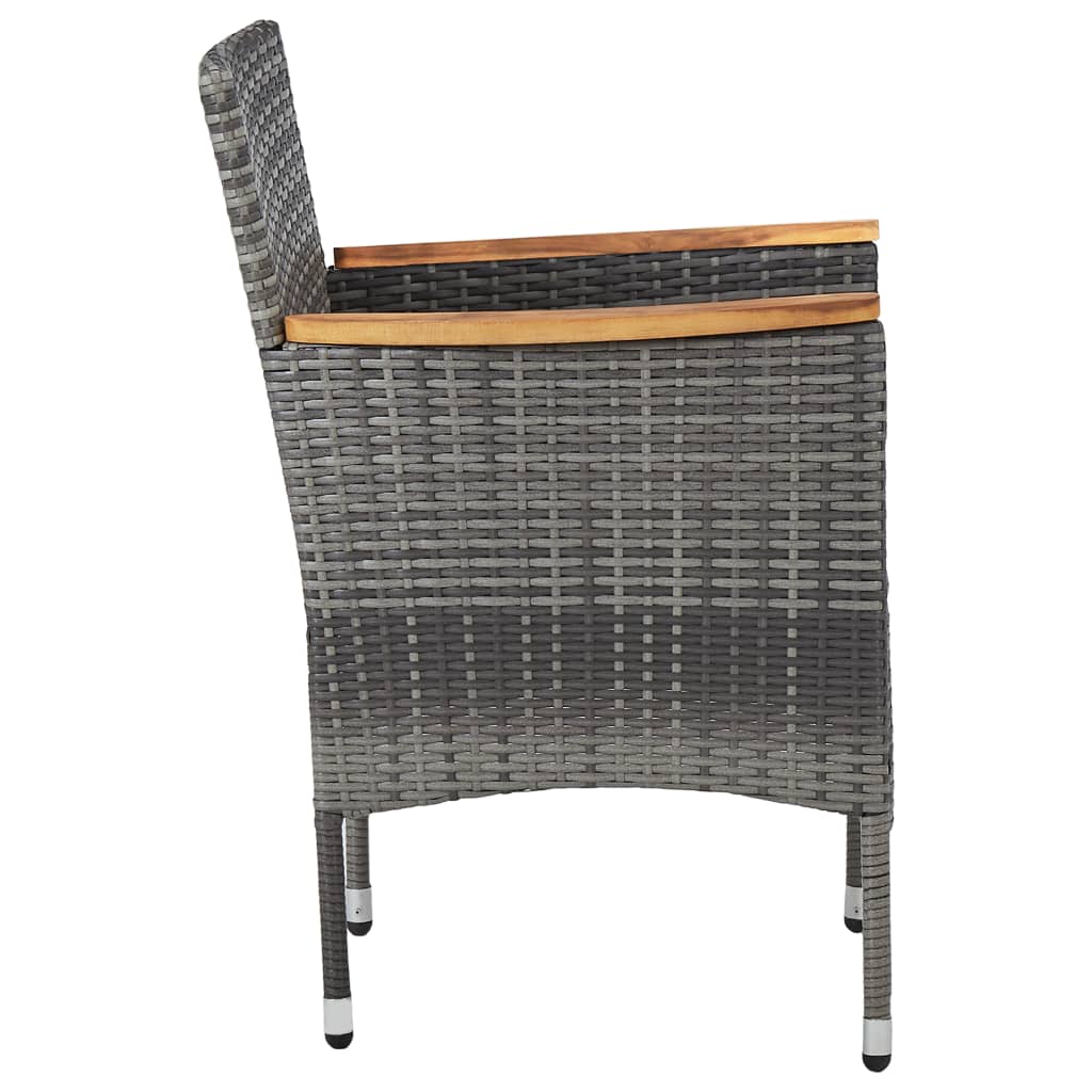 vidaXL Patio Dining Chairs 2 pcs Poly Rattan Gray-1