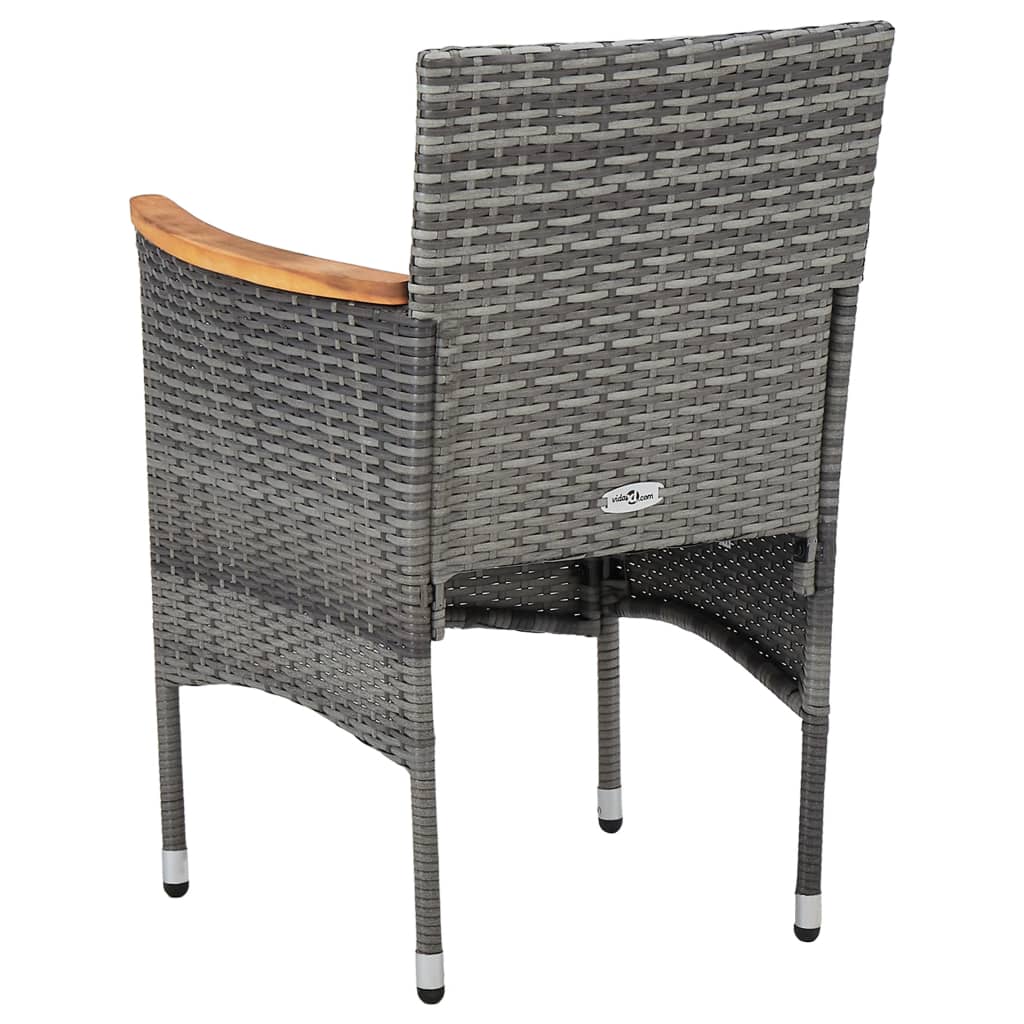 vidaXL Patio Dining Chairs 2 pcs Poly Rattan Gray-2