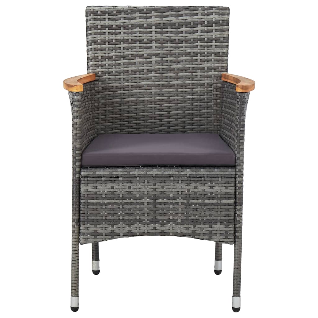 vidaXL Patio Dining Chairs 2 pcs Poly Rattan Gray-4