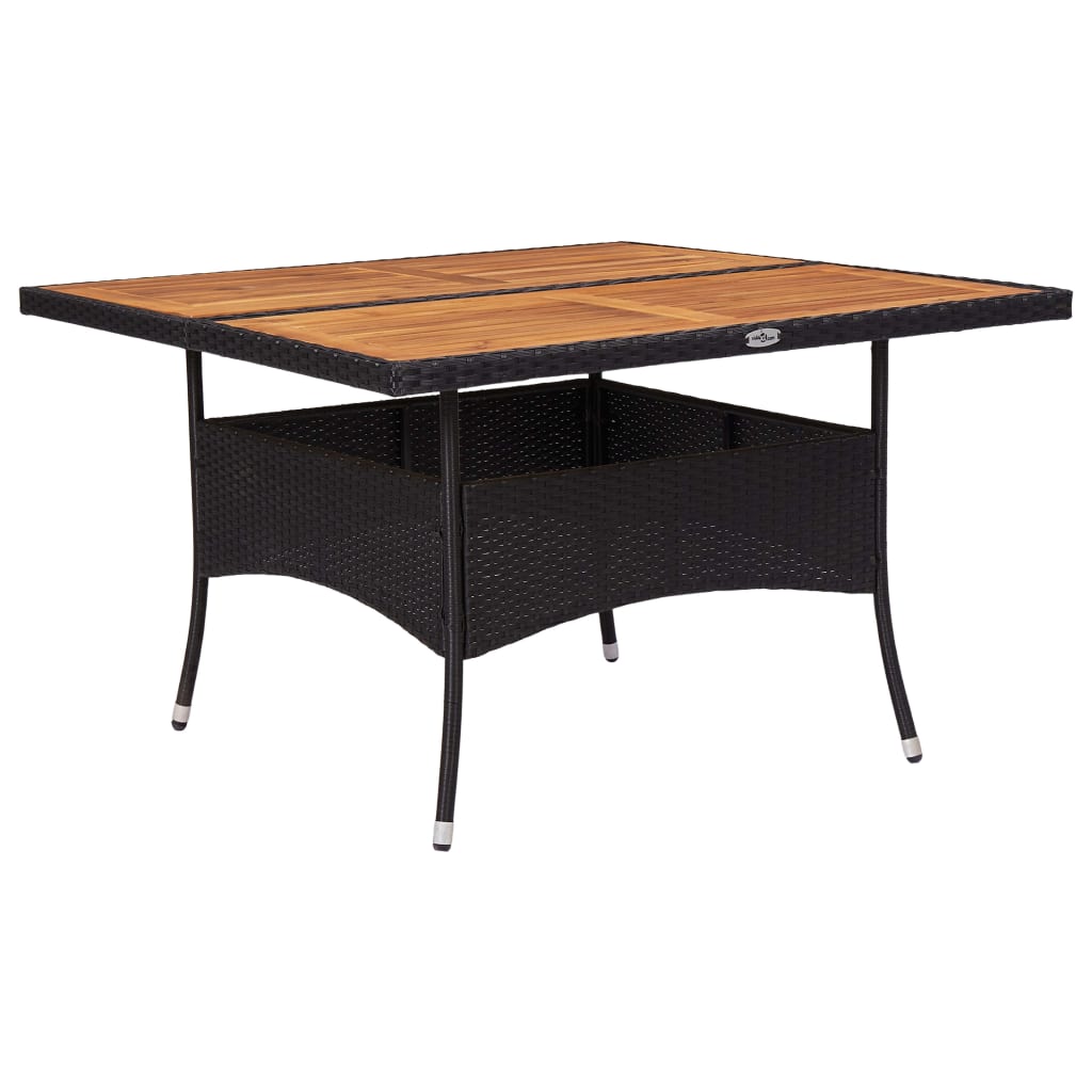 vidaXL Patio Outdoor Dining Table with Storage Solid Acacia Wood PE Rattan-1