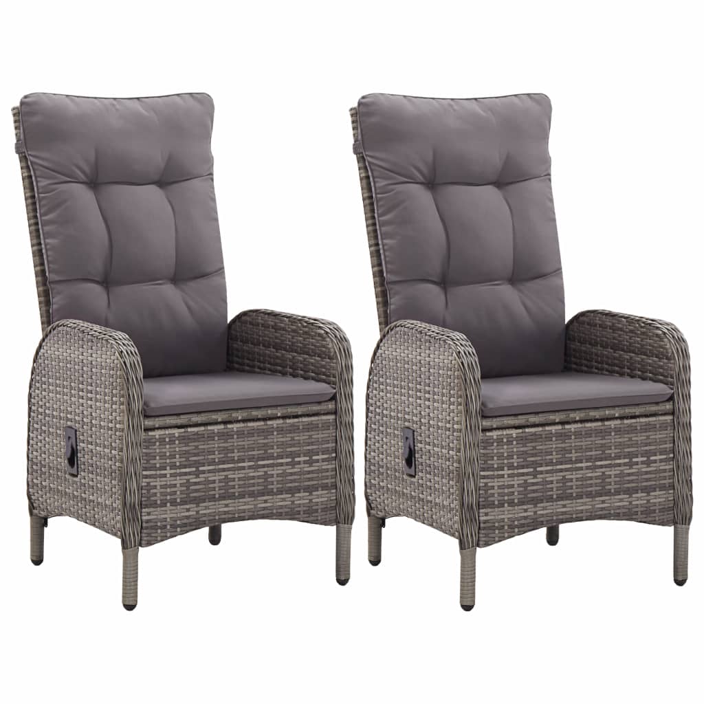 vidaXL Patio Chairs 2 pcs Poly Rattan Gray-0