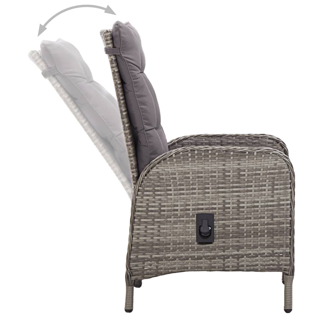 vidaXL Patio Chairs 2 pcs Poly Rattan Gray-3