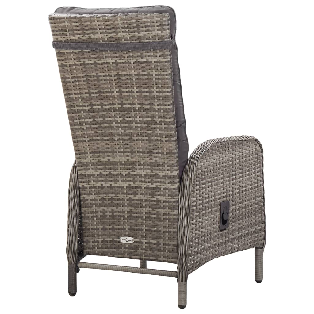 vidaXL Patio Chairs 2 pcs Poly Rattan Gray-4