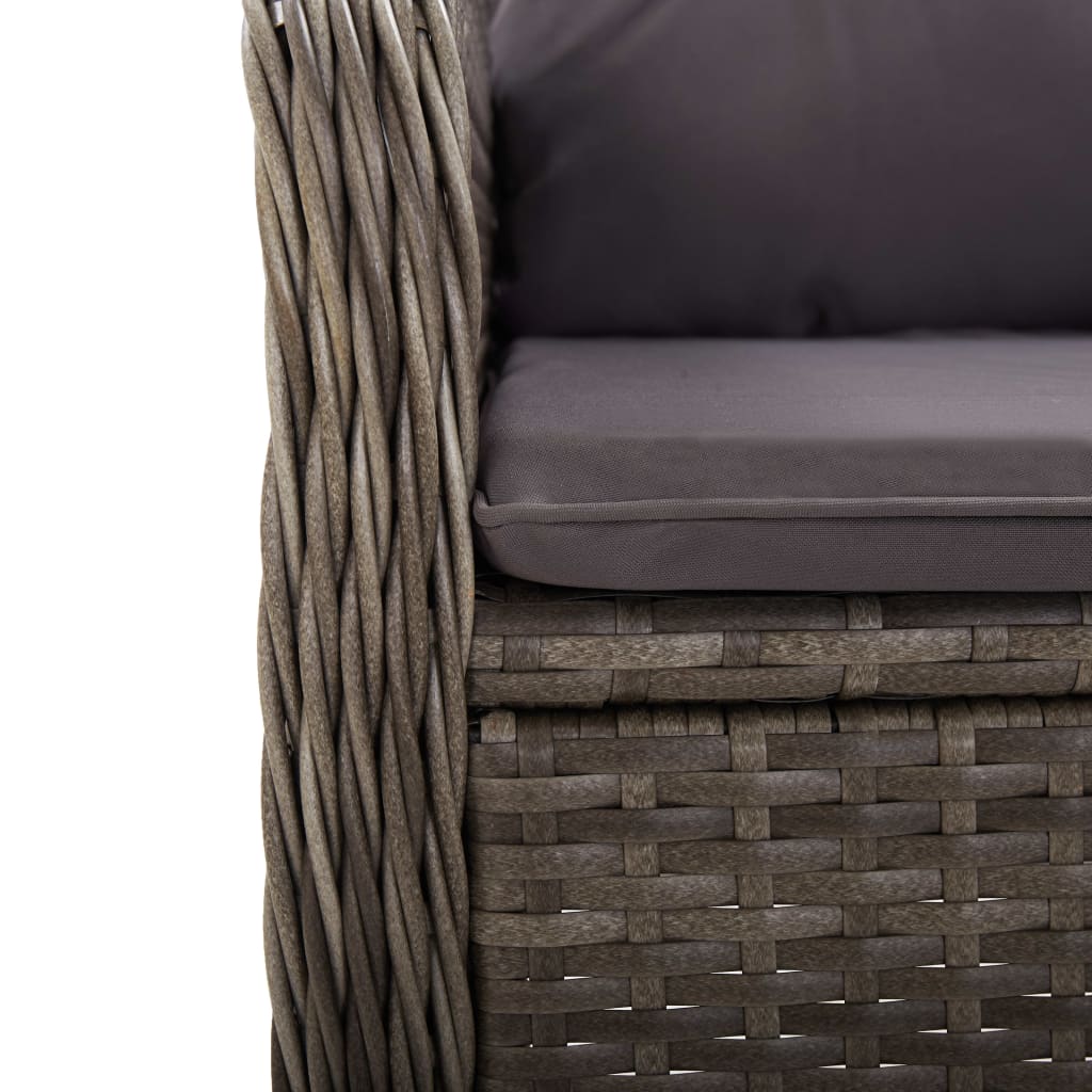 vidaXL Patio Chairs 2 pcs Poly Rattan Gray-5