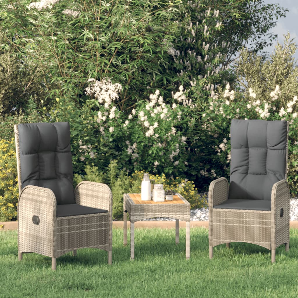 vidaXL Patio Chairs 2 pcs Poly Rattan Gray-8