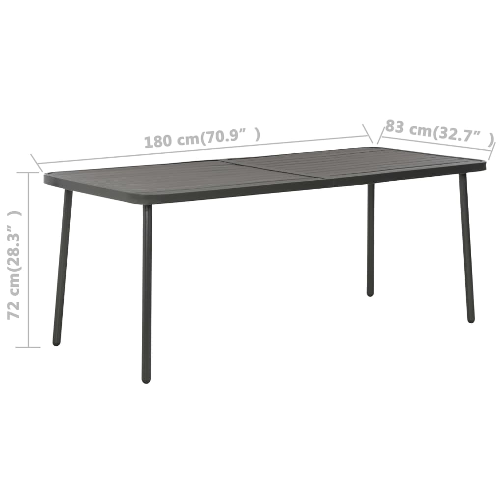 vidaXL Patio Table Dark Gray 70.9"x32.7"x28.3" Steel-4