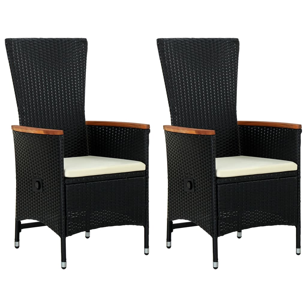 vidaXL Patio Chairs 2 Pcs Patio Rattan Dining Chair with Cushions Poly Rattan-12