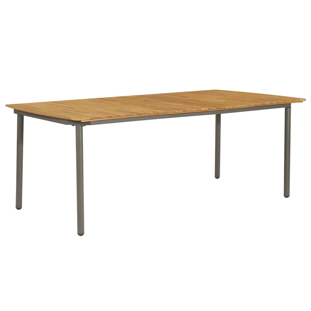 vidaXL Patio Table 78.7"x39.4"x28.3" Solid Acacia Wood and Steel-0