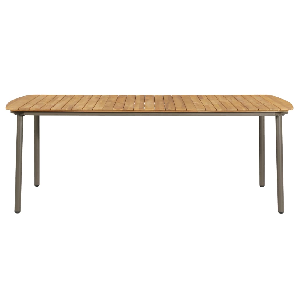 vidaXL Patio Table 78.7"x39.4"x28.3" Solid Acacia Wood and Steel-1
