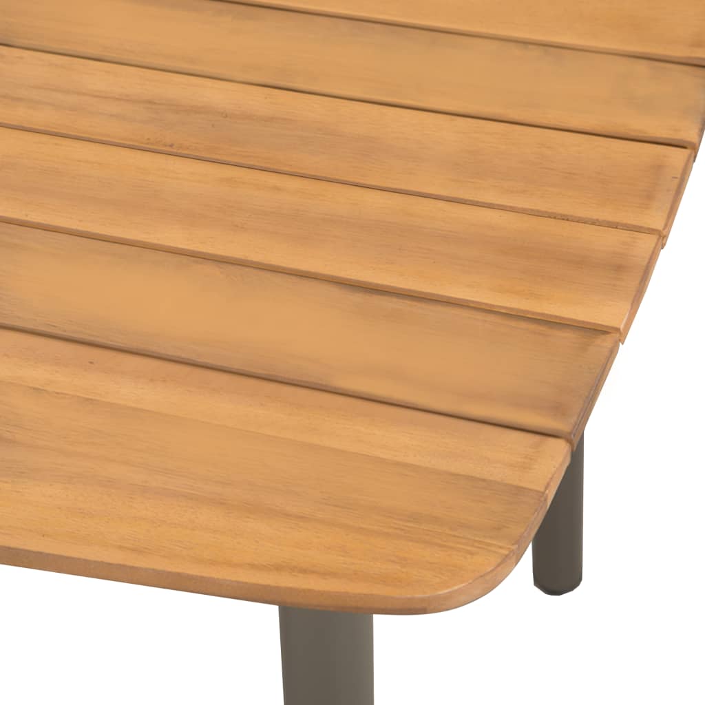 vidaXL Patio Table 78.7"x39.4"x28.3" Solid Acacia Wood and Steel-2