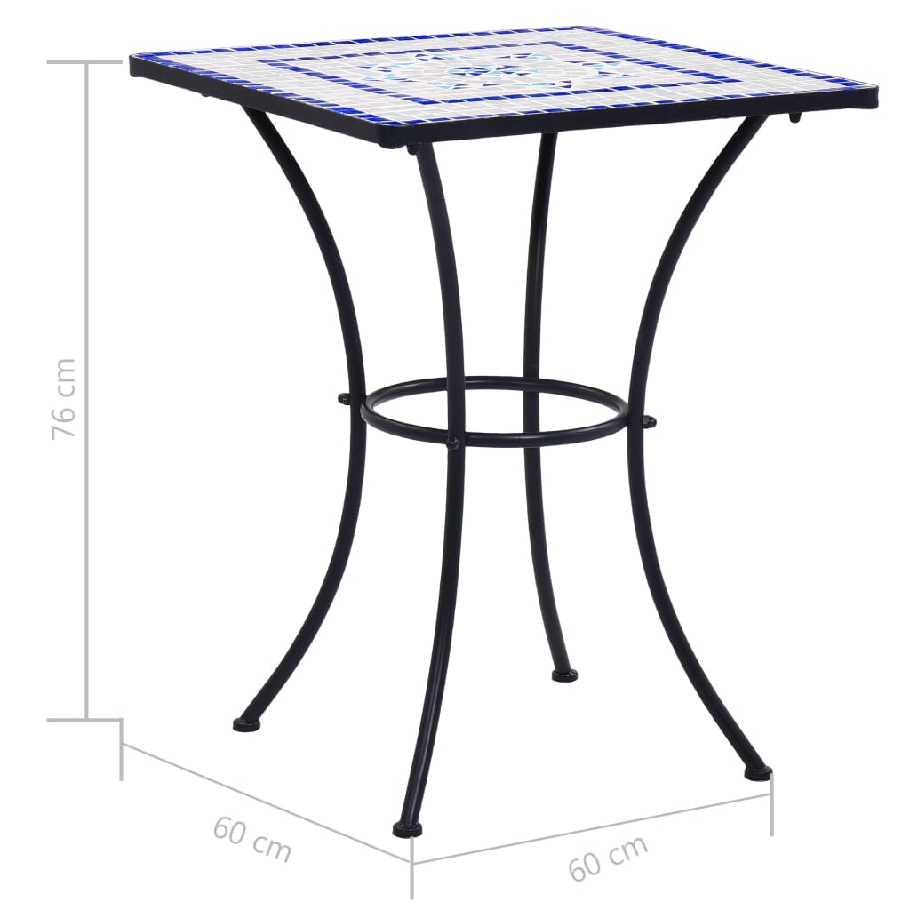 vidaXL Mosaic Bistro Table Blue and White 23.6" Ceramic-7