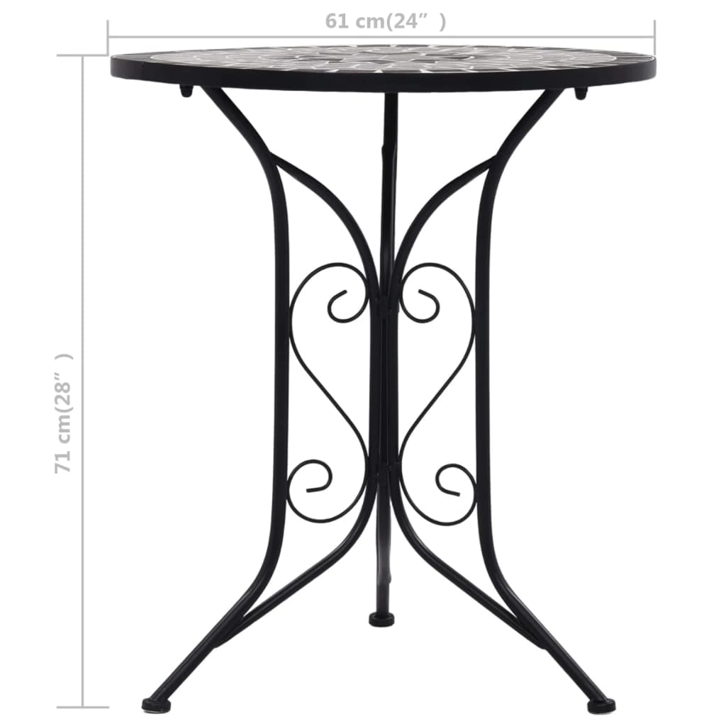 vidaXL Bistro Table Outdoor Side Table Garden Porch Patio Mosaic Table Ceramic-6