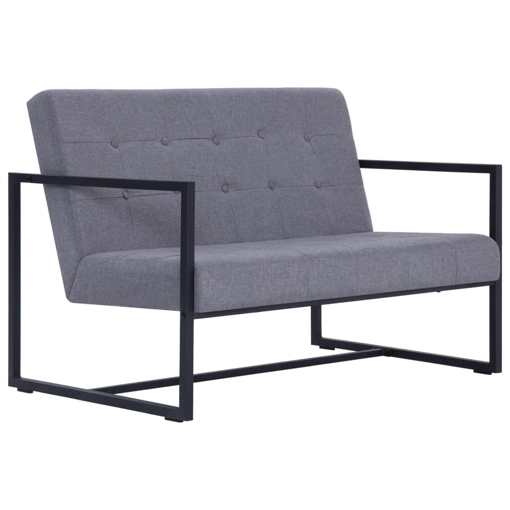 vidaXL Sofa Loveseat with Armrests for Living Room Office Steel and Fabric-7