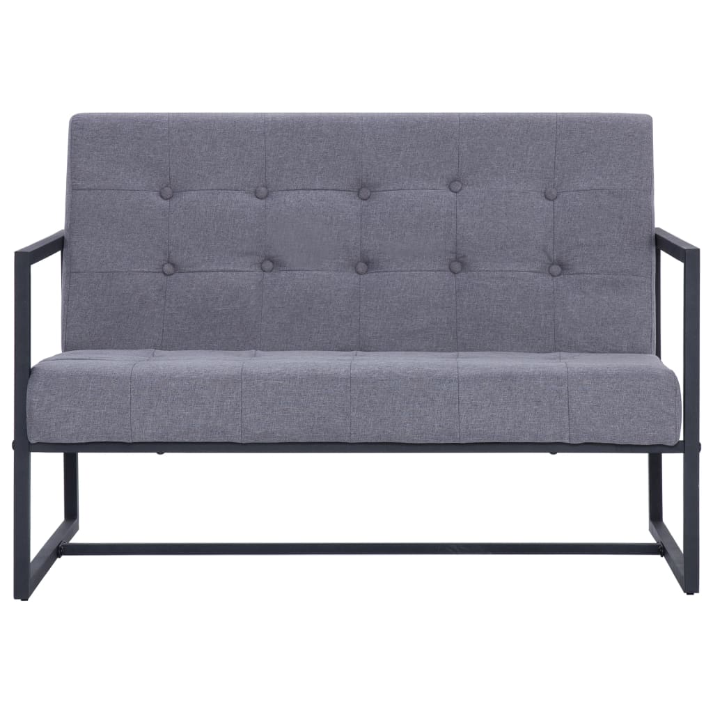 vidaXL Sofa Loveseat with Armrests for Living Room Office Steel and Fabric-9