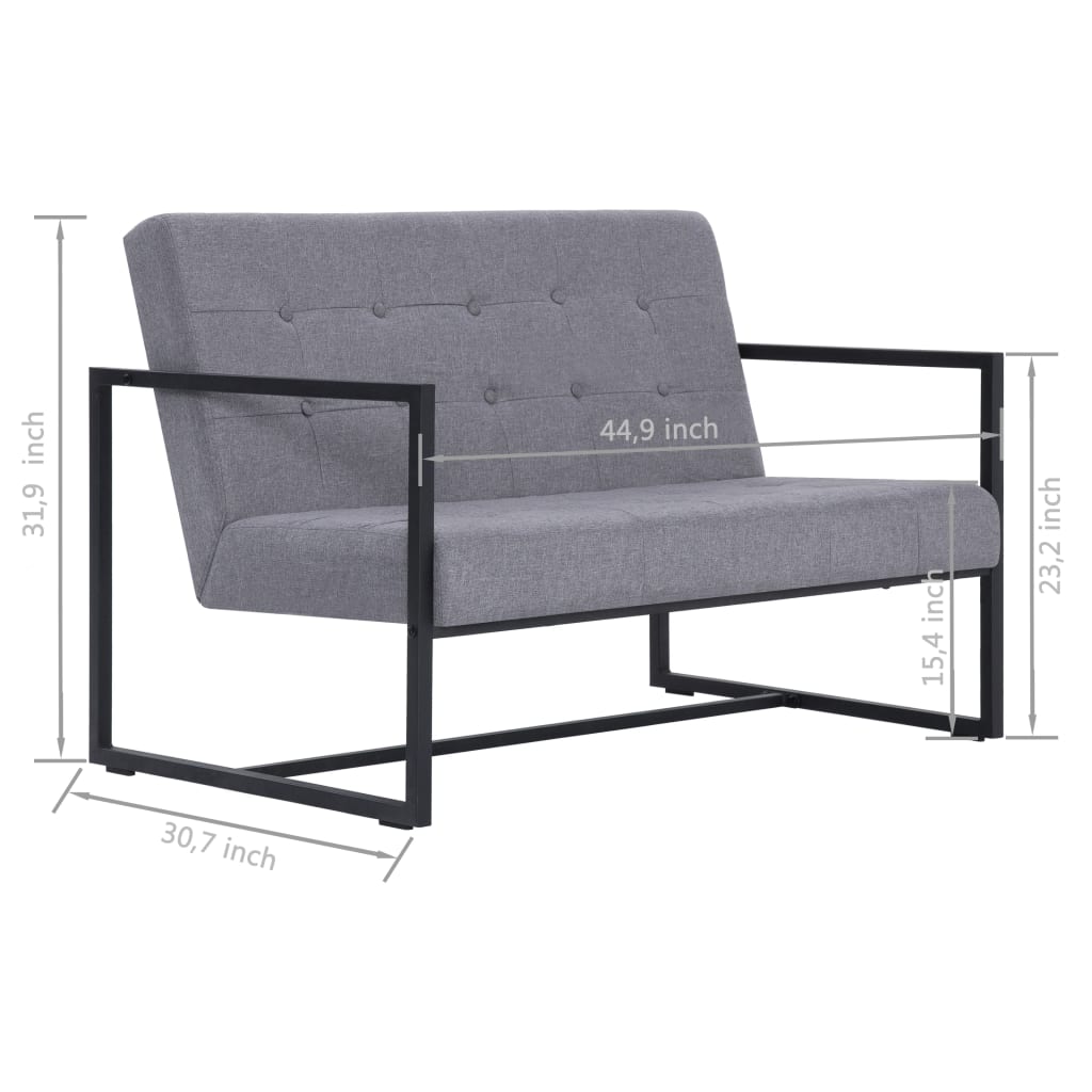 vidaXL Sofa Loveseat with Armrests for Living Room Office Steel and Fabric-10