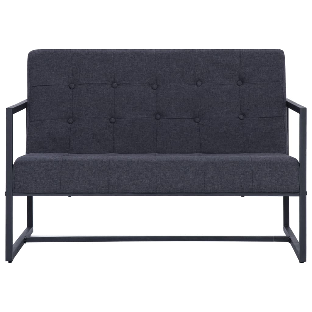 vidaXL Sofa Loveseat with Armrests for Living Room Office Steel and Fabric-15