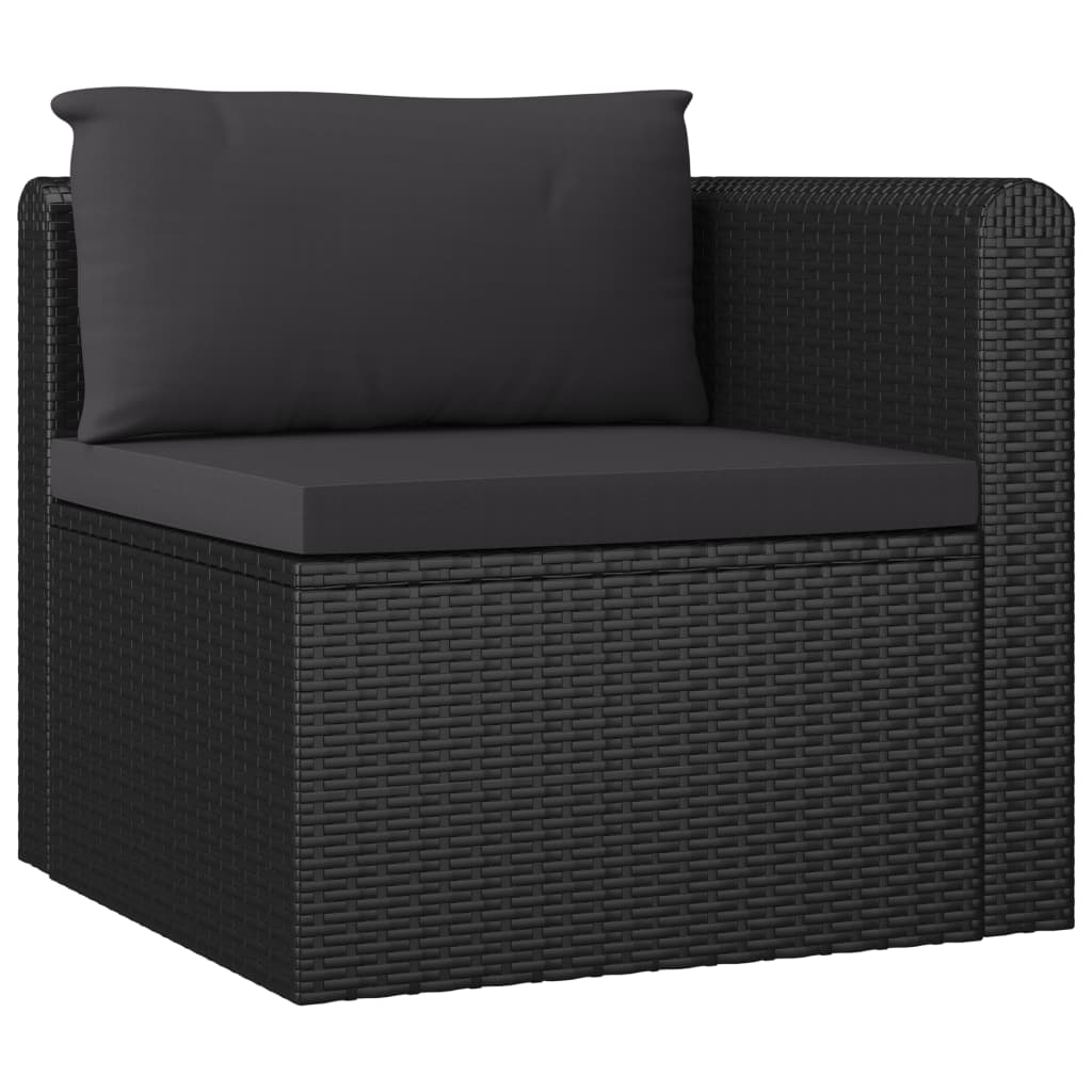 vidaXL 9 Piece Patio Lounge Set with Cushions Poly Rattan Black-6