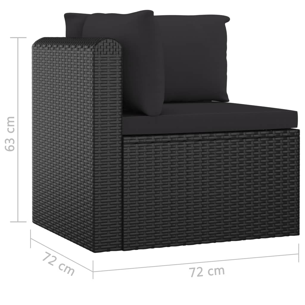 vidaXL 9 Piece Patio Lounge Set with Cushions Poly Rattan Black-10