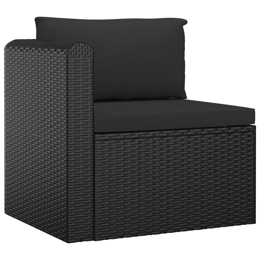 vidaXL 7 Piece Patio Lounge Set with Cushions Poly Rattan Black-5