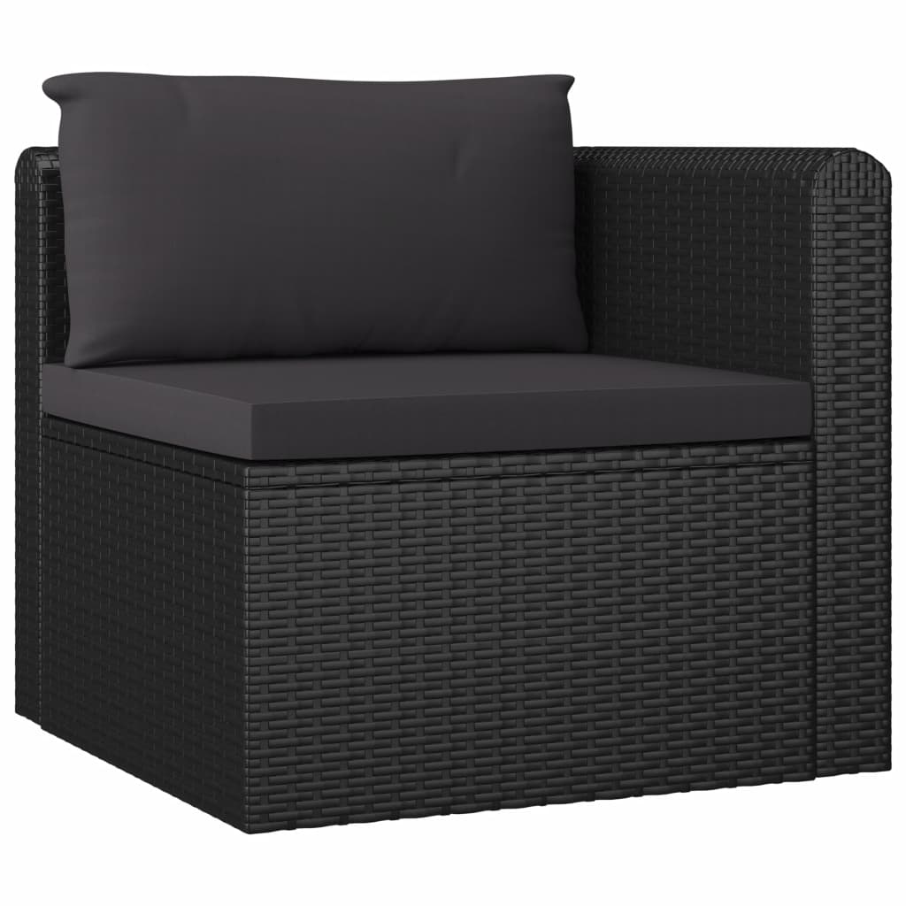 vidaXL 7 Piece Patio Lounge Set with Cushions Poly Rattan Black-6