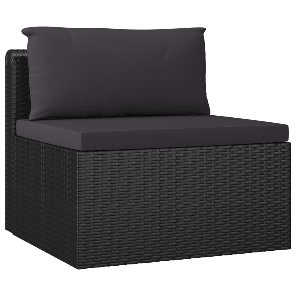 vidaXL 7 Piece Patio Lounge Set with Cushions Poly Rattan Black-7