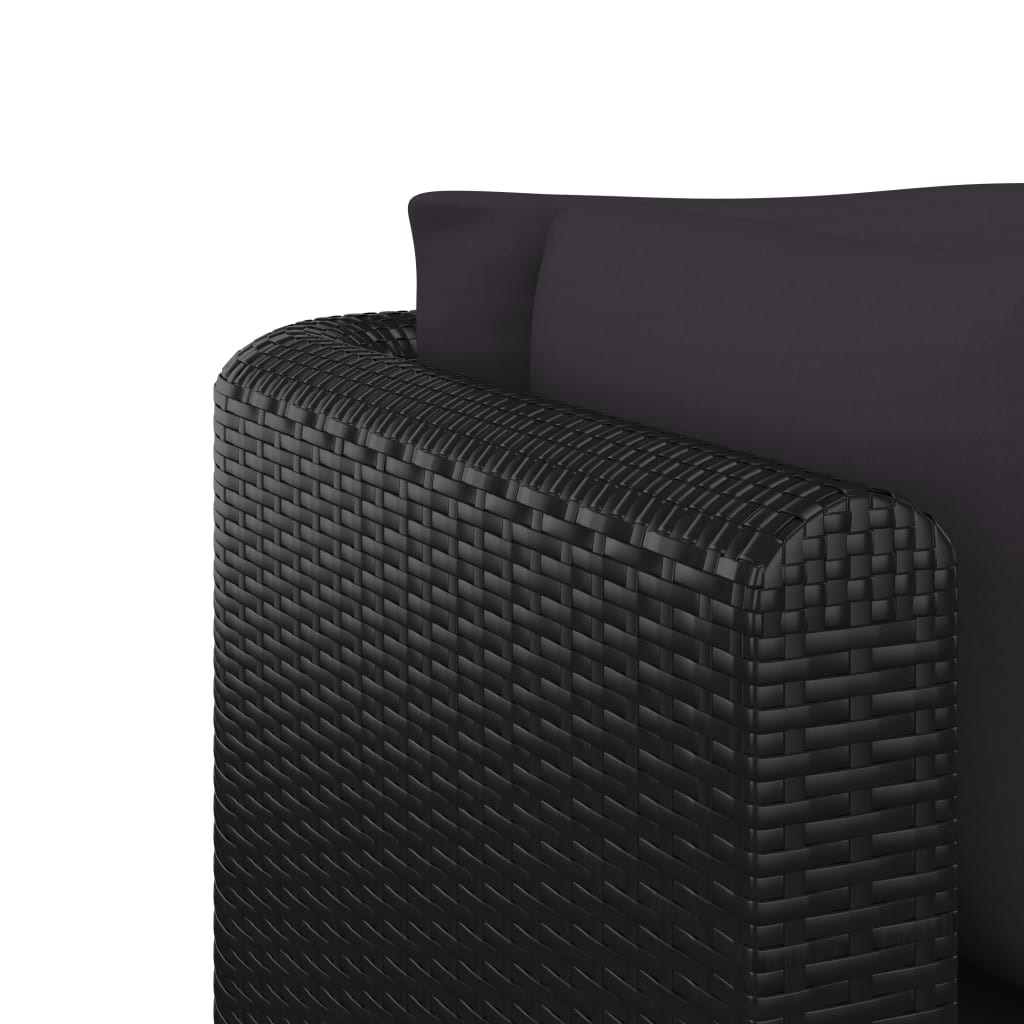 vidaXL 7 Piece Patio Lounge Set with Cushions Poly Rattan Black-9