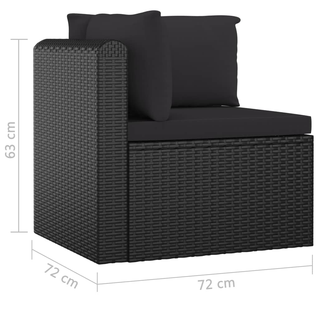 vidaXL 7 Piece Patio Lounge Set with Cushions Poly Rattan Black-10