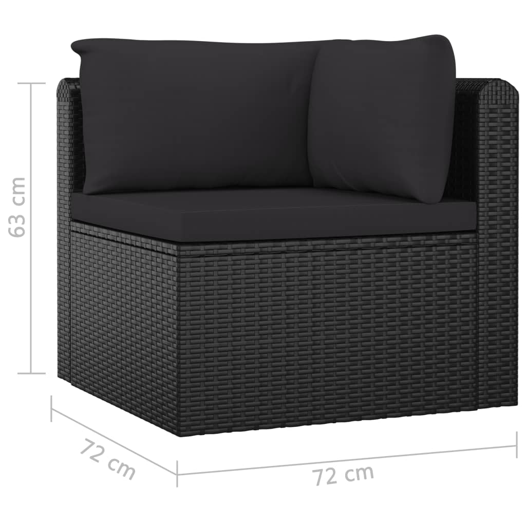 vidaXL 7 Piece Patio Lounge Set with Cushions Poly Rattan Black-11