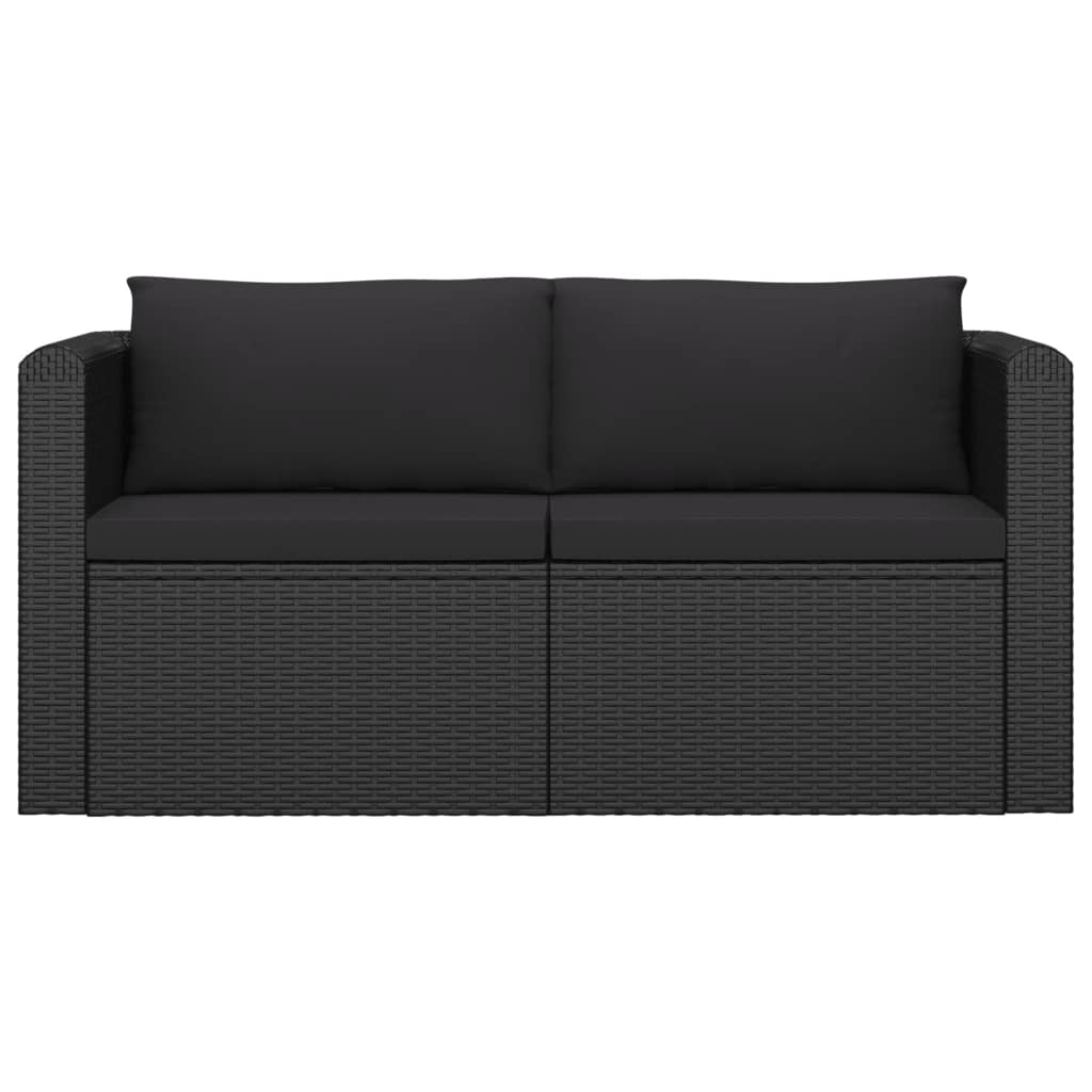 vidaXL 2 Piece Patio Sofa Set with Cushions Poly Rattan Black-2