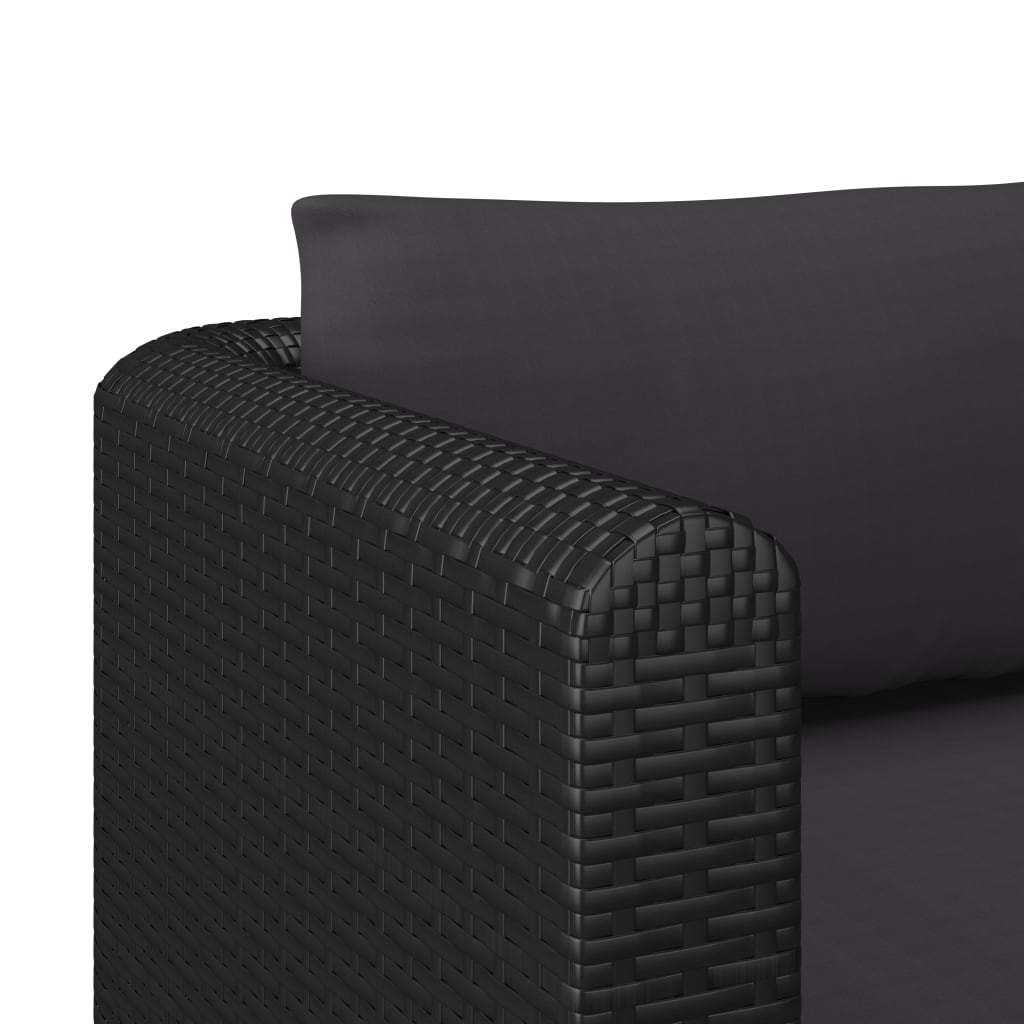 vidaXL 2 Piece Patio Sofa Set with Cushions Poly Rattan Black-5