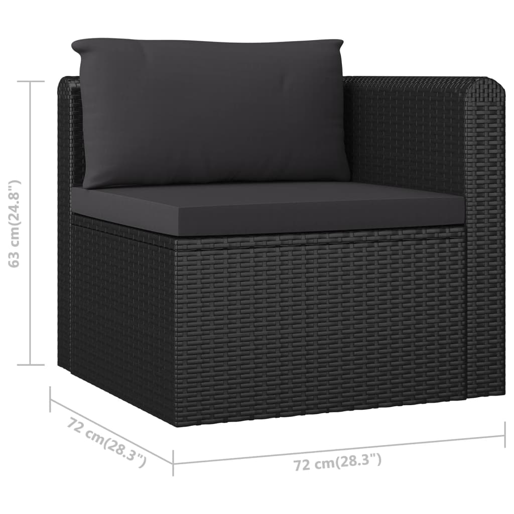 vidaXL 2 Piece Patio Sofa Set with Cushions Poly Rattan Black-6