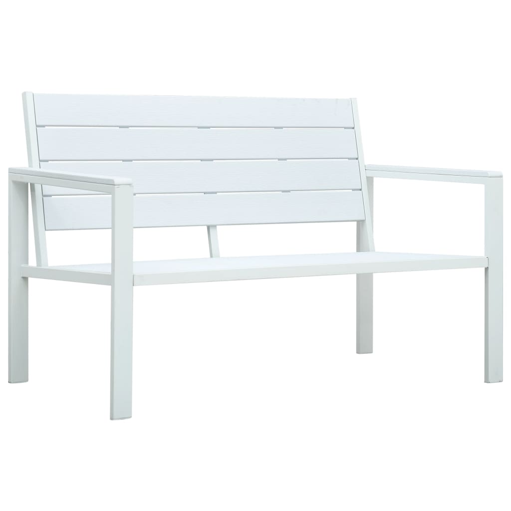 vidaXL Outdoor Patio Bench Garden Chair Bench with Armrests HDPE Wood Look-0