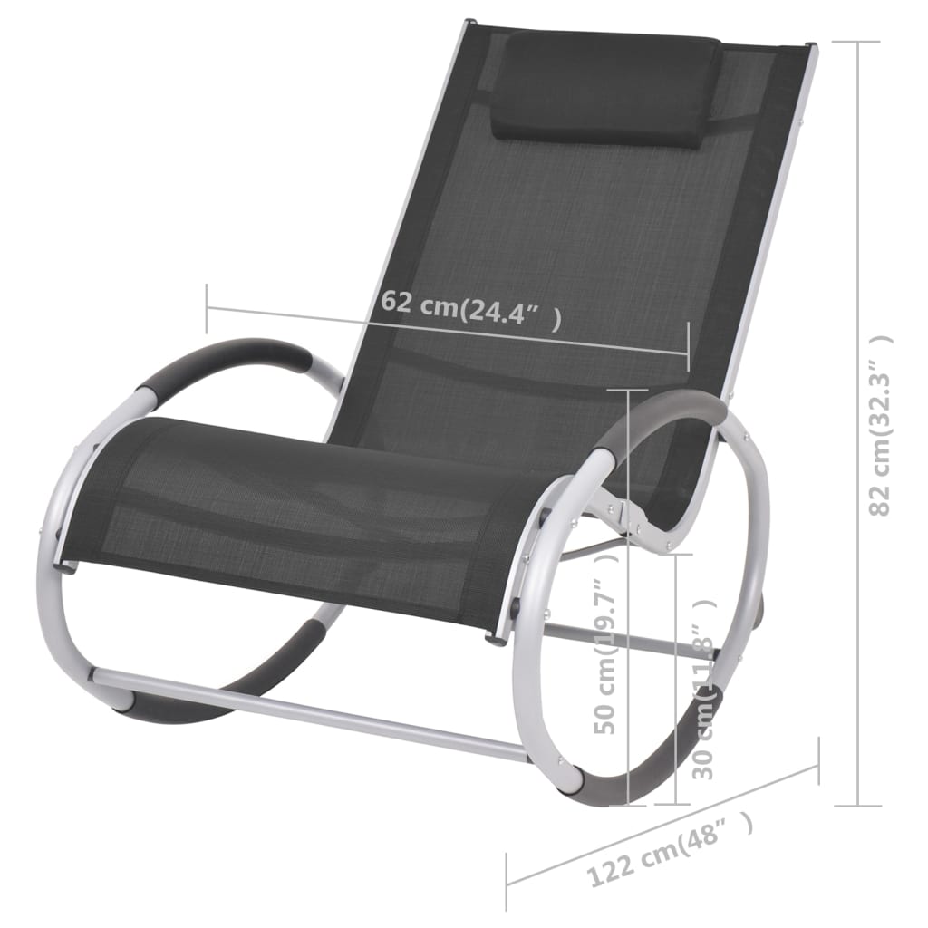 vidaXL Rocking Chair Outdoor Rocker Patio Rocking Chair with Pillow Textilene-19