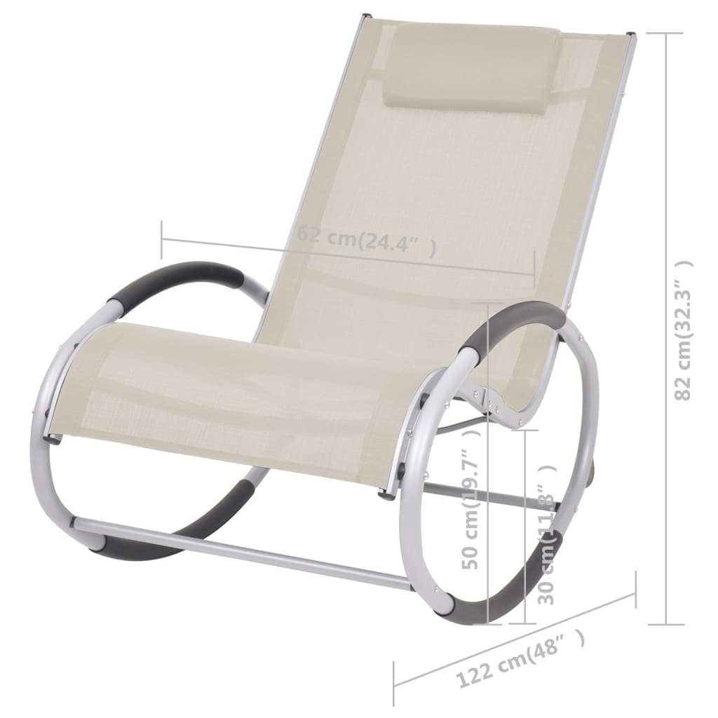 vidaXL Rocking Chair Outdoor Rocker Patio Rocking Chair with Pillow Textilene-10