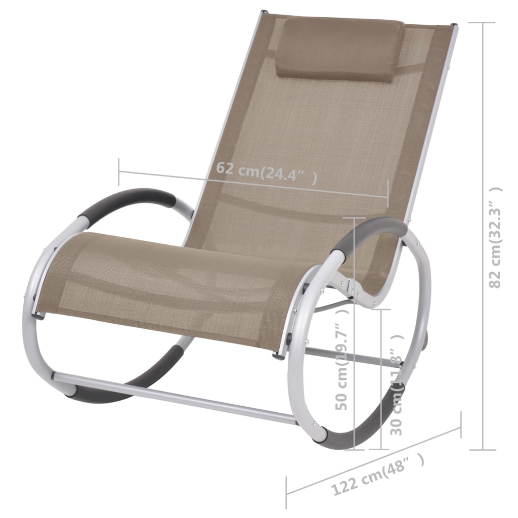 vidaXL Rocking Chair Outdoor Rocker Patio Rocking Chair with Pillow Textilene-2