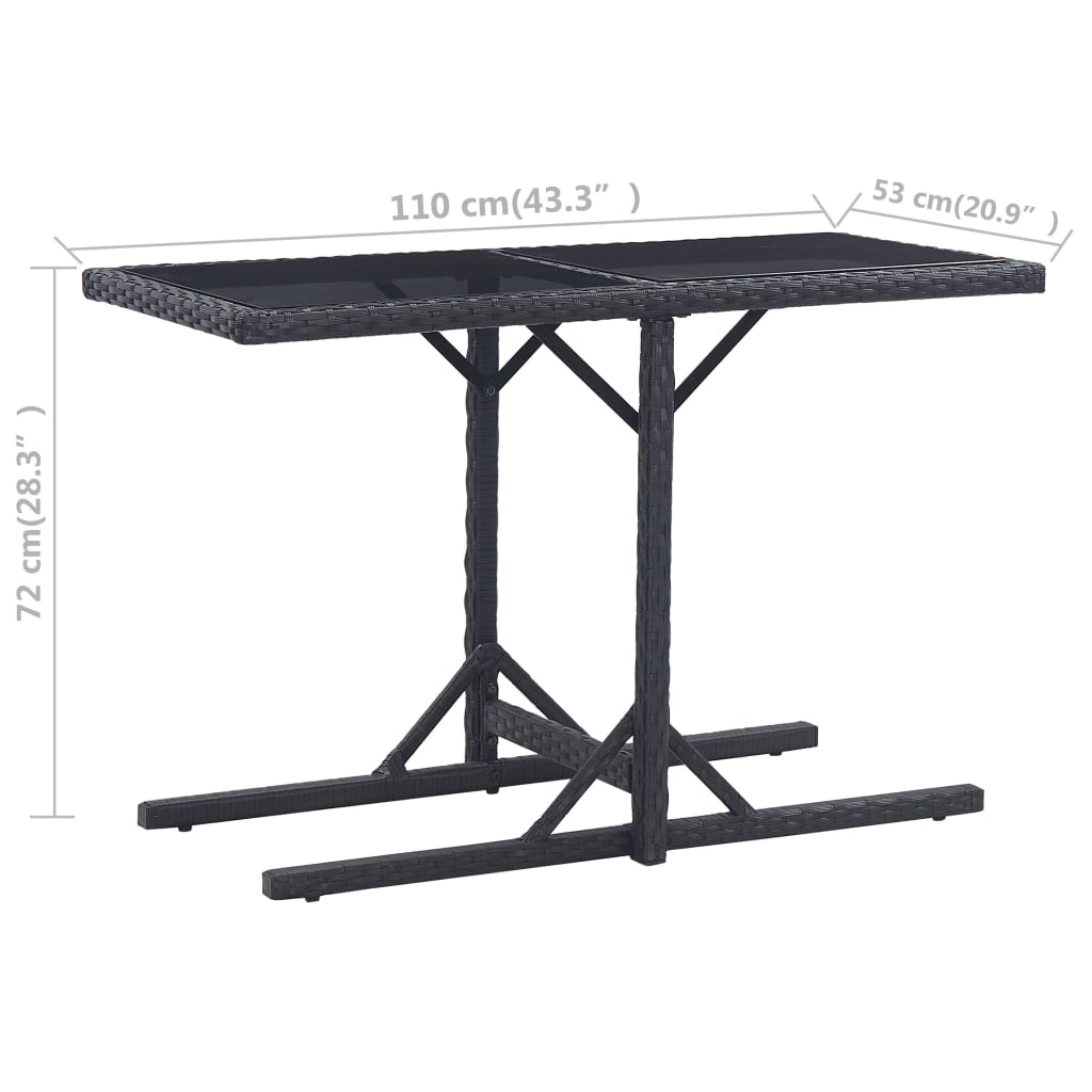 vidaXL Outdoor Dining Table Patio Garden Wicker Table with Glass Top PE Rattan-23