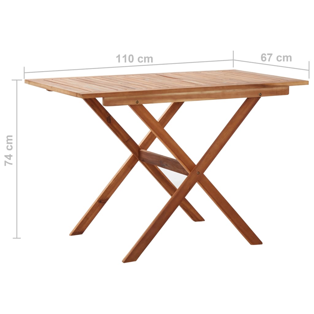 vidaXL Patio Table 43.3"x26.4"x29.1" Solid Acacia Wood-5