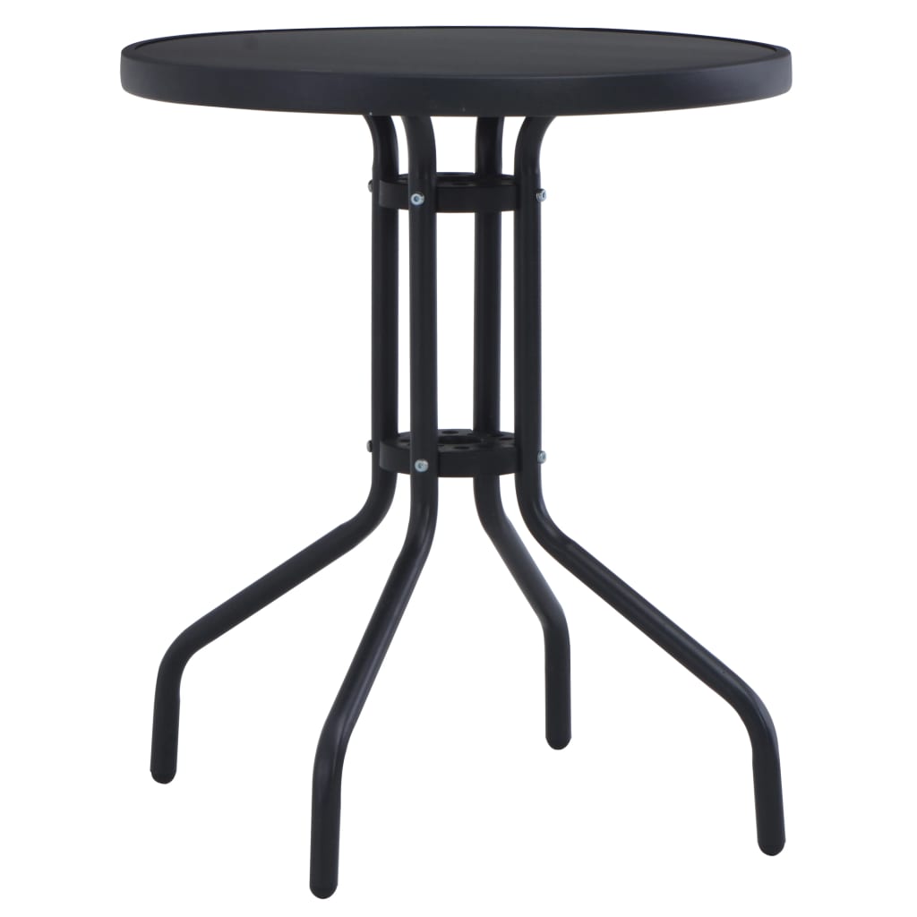 vidaXL Bistro Table Outdoor Side Table with Glass Top Garden Furniture Steel-0