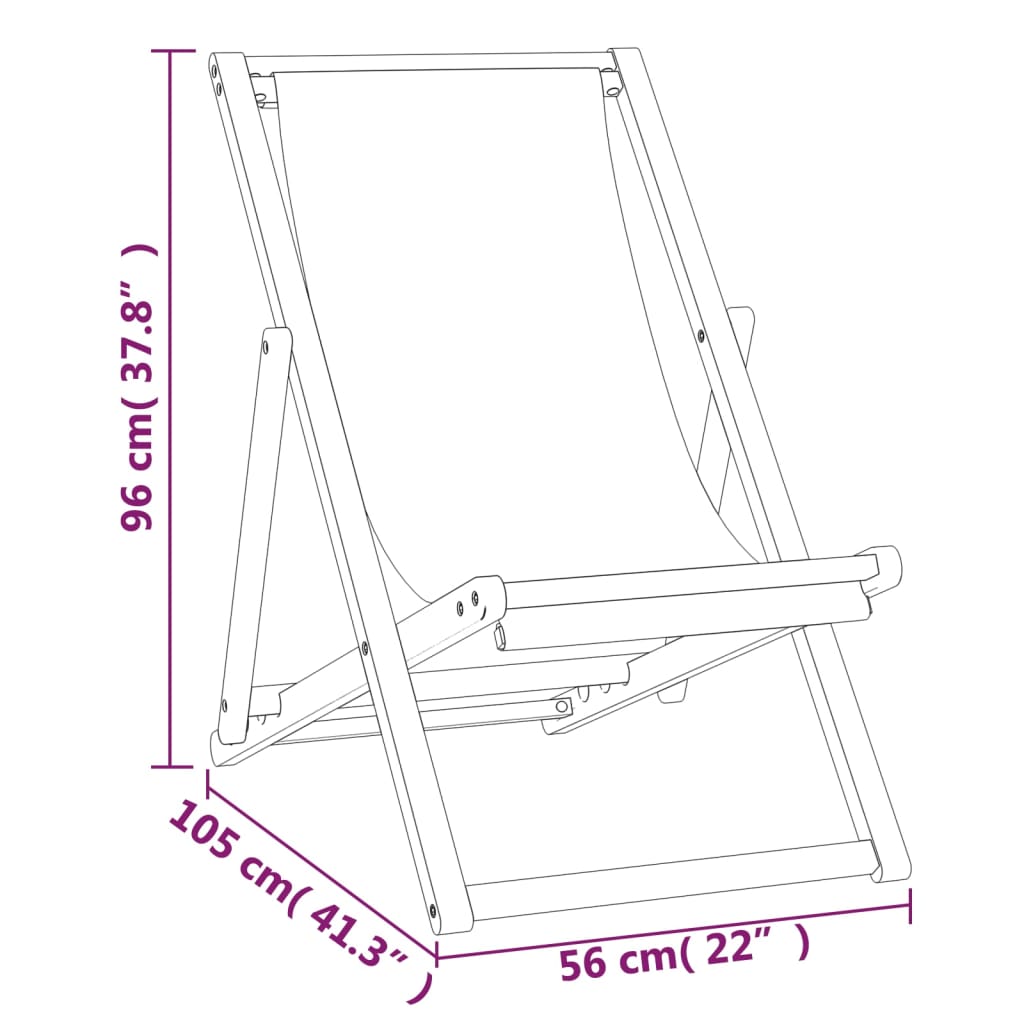 vidaXL Deck Chair Teak 22.1"x41.3"x37.8" Blue-1