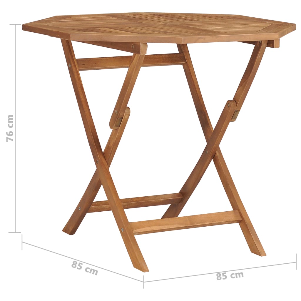 vidaXL Folding Patio Table 33.5"x33.5"x29.9" Solid Teak Wood-4