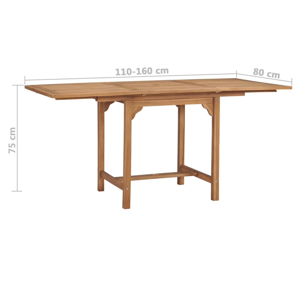 vidaXL Extending Patio Table (43.3"-63")x31.5"x29.5" Solid Teak Wood-8