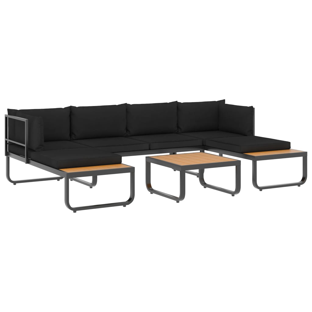 vidaXL 4 Piece Patio Corner Sofa Set with Cushions Aluminum and WPC-2