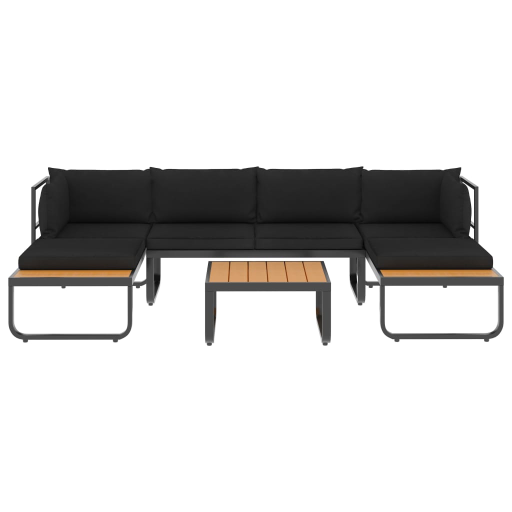 vidaXL 4 Piece Patio Corner Sofa Set with Cushions Aluminum and WPC-3