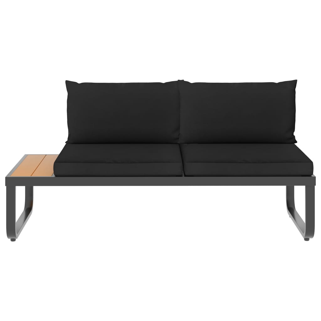 vidaXL 4 Piece Patio Corner Sofa Set with Cushions Aluminum and WPC-5