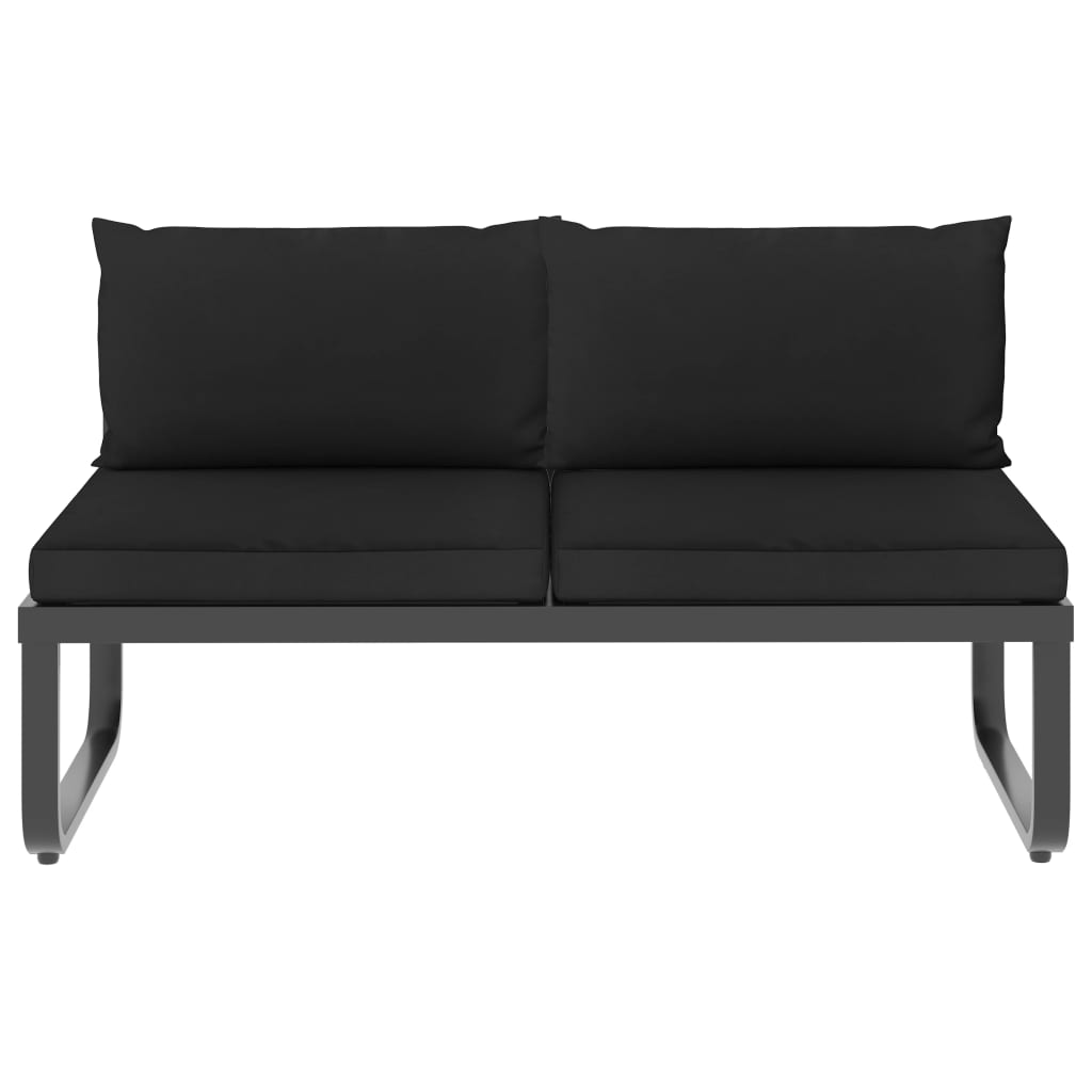 vidaXL 4 Piece Patio Corner Sofa Set with Cushions Aluminum and WPC-7