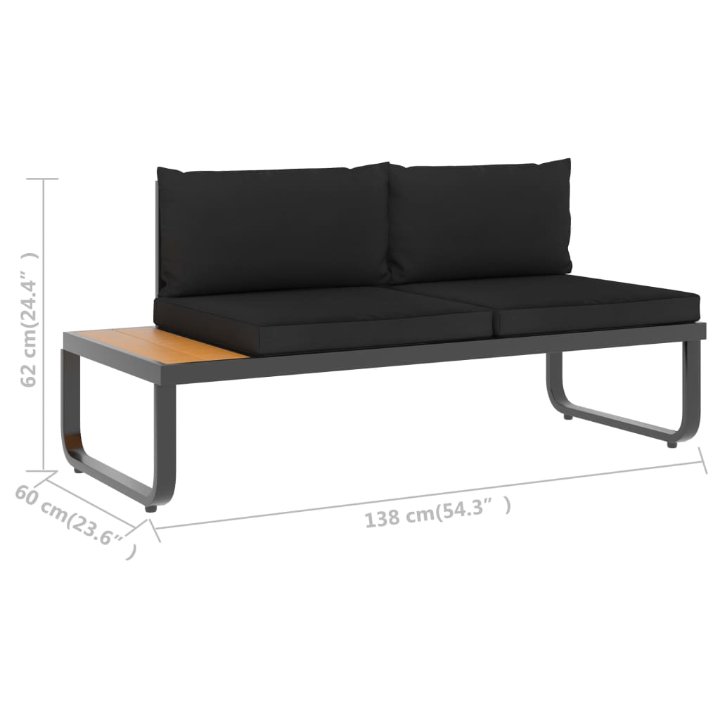 vidaXL 5 Piece Patio Corner Sofa Set with Cushions Aluminum and WPC-0
