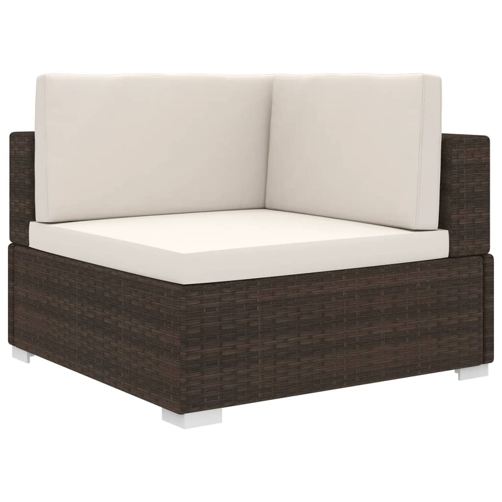 vidaXL Patio Furniture Rattan Sofa Chair Corner Seat with Cushions Poly Rattan-1